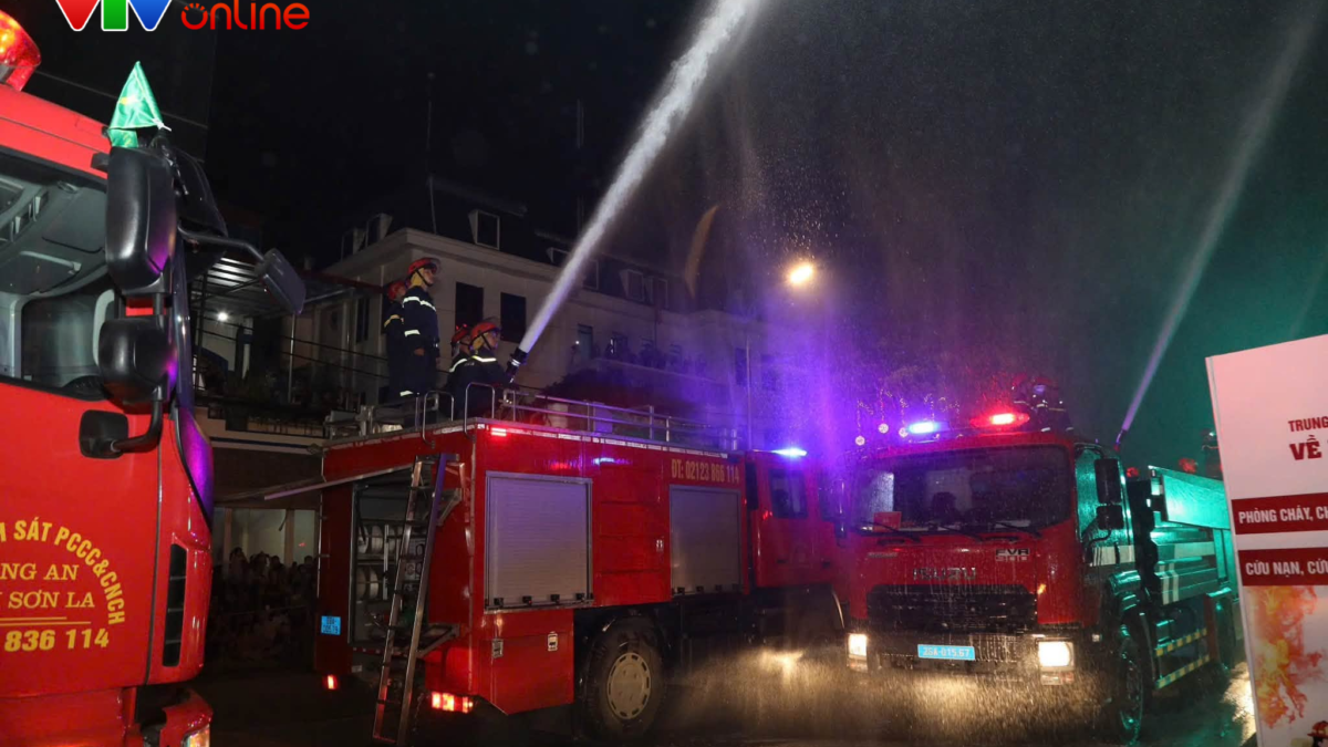 Sơn La huy động hơn 600 người, 200 phương tiện diễn tập chữa cháy lớn tại khu đô thị Vincom