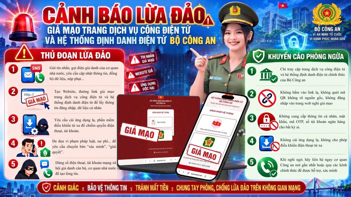Hải Phòng cảnh báo trang bcavneid.com mạo danh VNeID để lấy dữ liệu, mã OTP