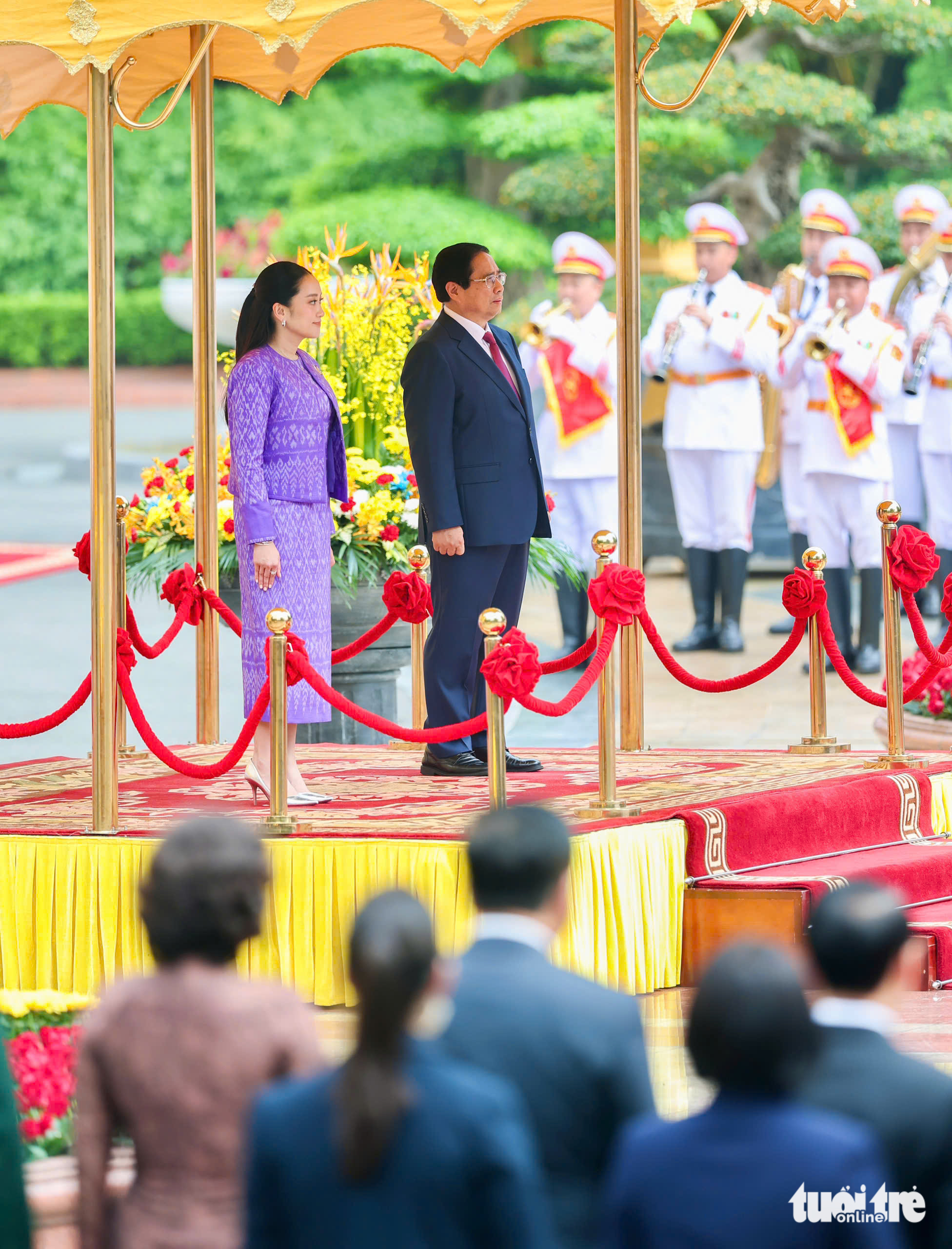 泰国总理Paetongtarn Shinawatra访问越南的欢迎仪式