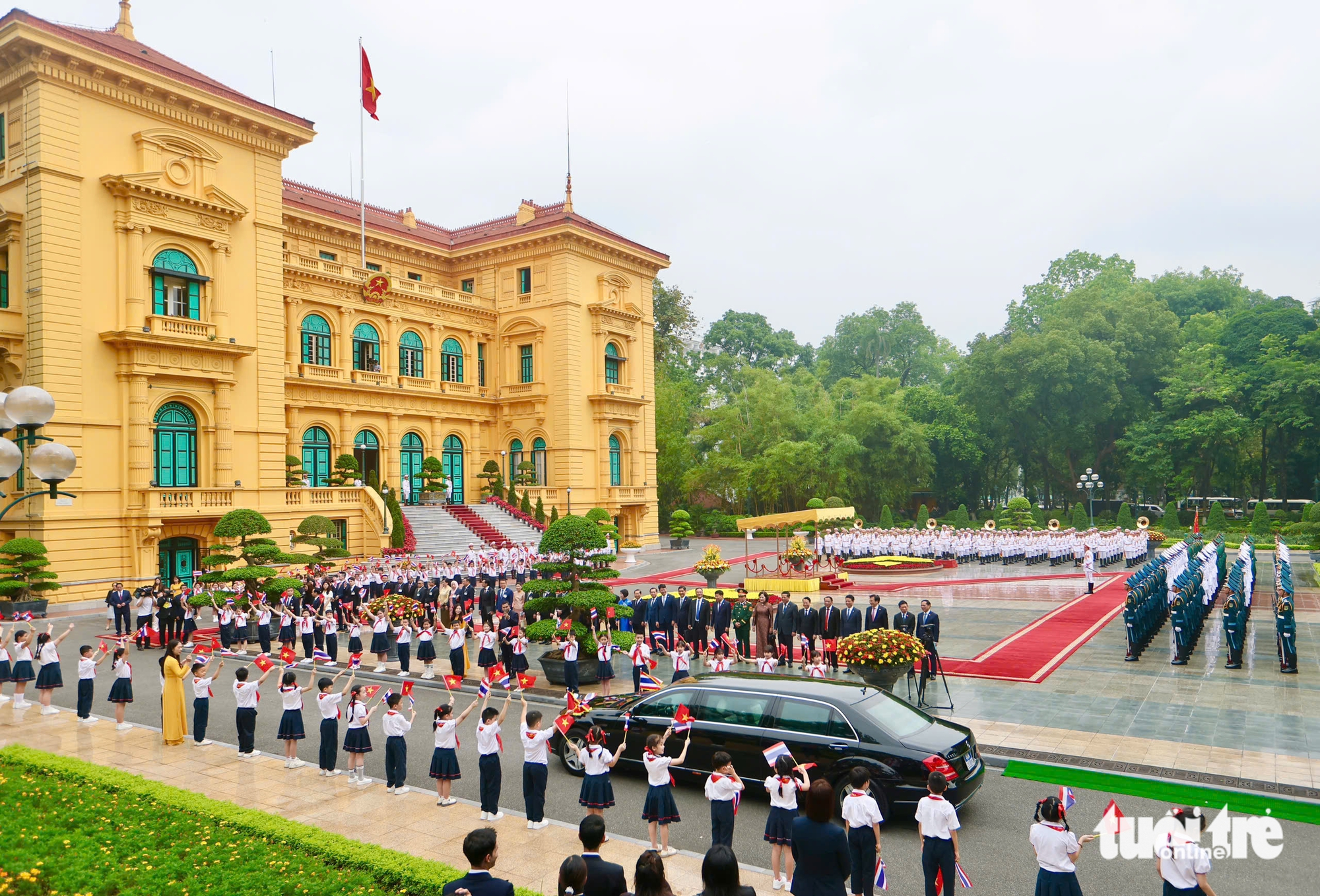 泰国总理Paetongtarn Shinawatra访问越南的欢迎仪式