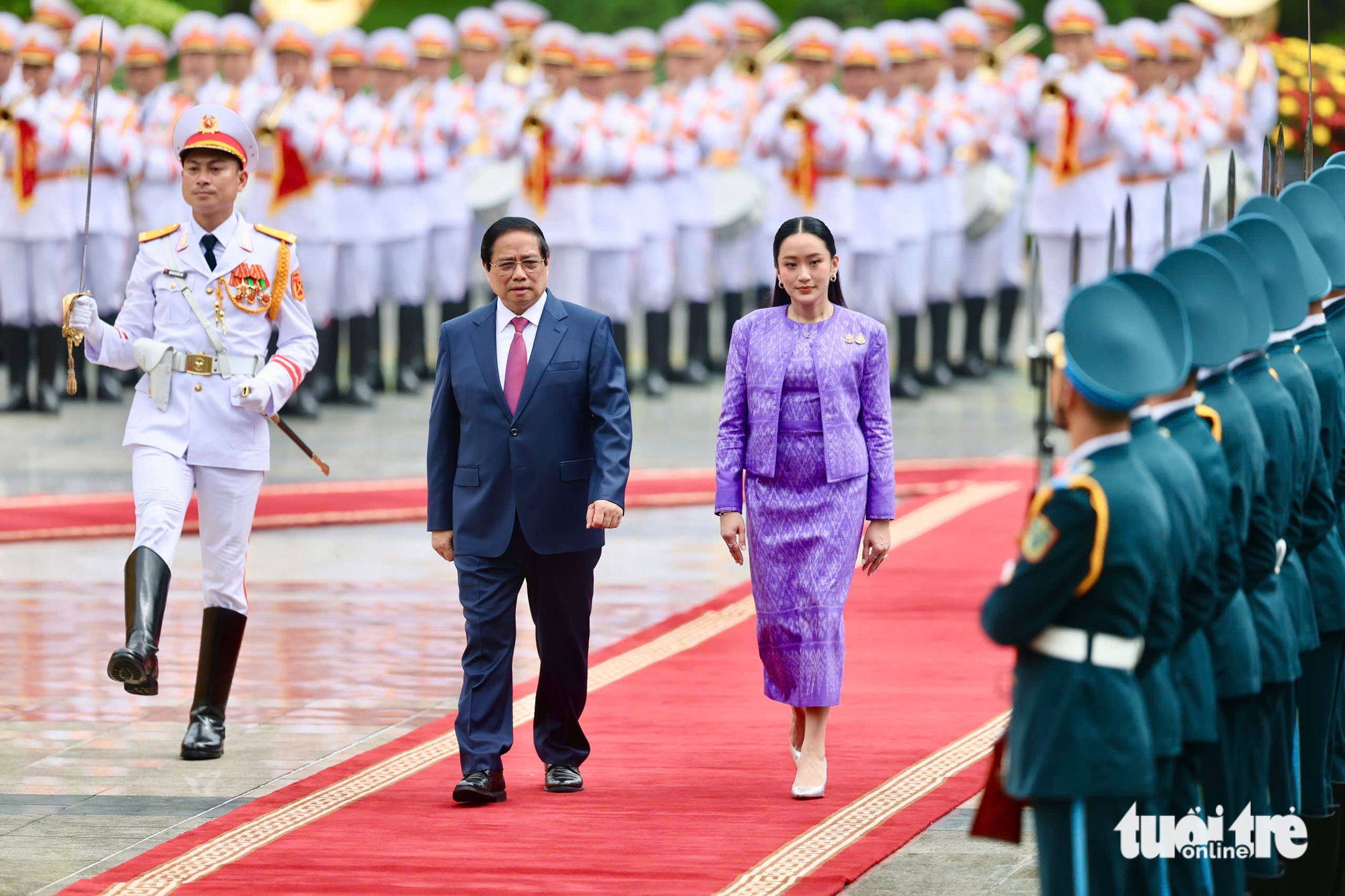 泰国总理Paetongtarn Shinawatra访问越南的欢迎仪式