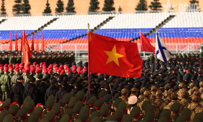 越南军人参加俄罗斯阅兵的30天训练